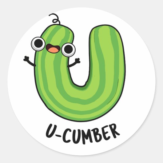 U-cumber Funny Cucumber Pun Ronde Sticker (Voorkant)