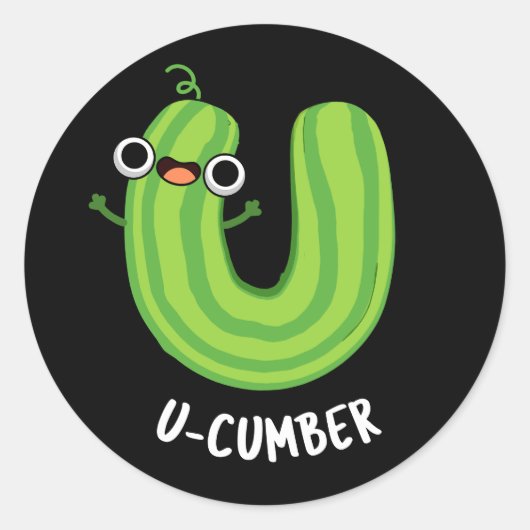 U-cumber Grappige Komkommer Pun Donker BG Ronde Sticker (Voorkant)