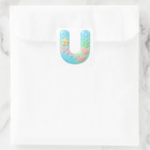 "U" Cute Letter - Underwater Sea Creature  Vierkante Sticker (Tas)