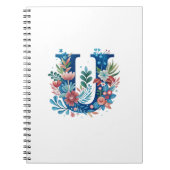 'U' decoratief bloemmonogram Notitieboek (Voorkant)