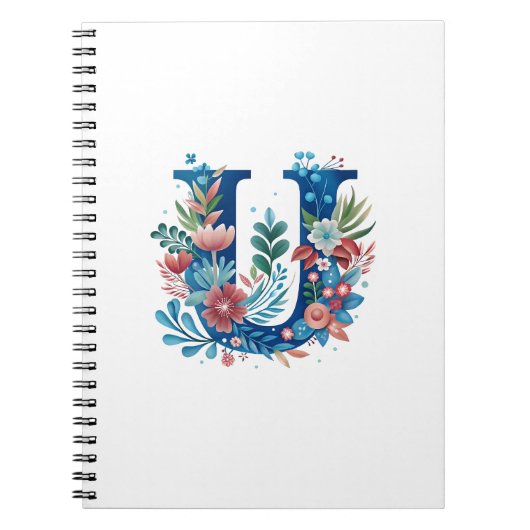 'U' decoratief bloemmonogram Notitieboek (Voorkant)