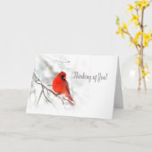 U denken - Red Cardinal Snow Scene Kaart (Gele Bloem)