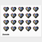 "U" Diamond Bling on Rainbow Swirl Heart Sticker (Vel)
