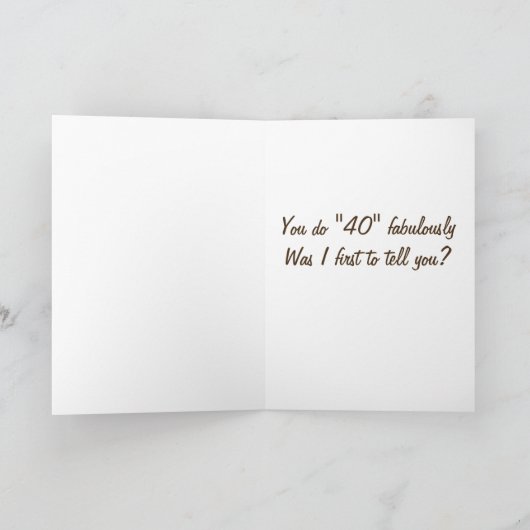 **U** DOE "40 FABULOUSLY** HOPE 1st AAN U TE ZEGGE Kaart (Binnen)