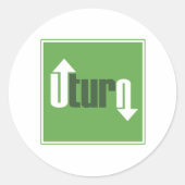 U-Draai Ronde Sticker (Voorkant)