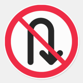 U Draai Verboden Teken | Klassieke ronde Stickers