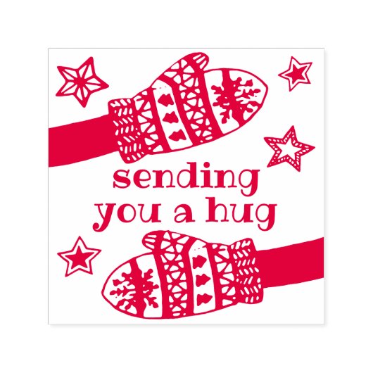 U een knuffel sturen · Hands Mittens Stars Holiday Zelfinktende Stempel (Design)