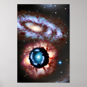 U.F.O. en Galaxy Collides in Cosmic Event Poster