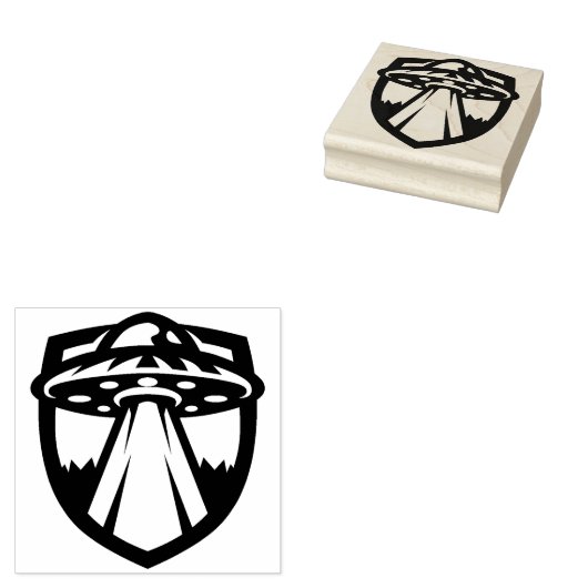 U.F.O. Flying Saucer Logo Rubber Stamp Rubberstempel (Gestempeld)