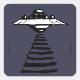 U.F.O - Zwart & Wit op Paarse Vierkante Sticker