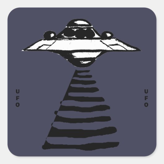 U.F.O - Zwart & Wit op Paarse Vierkante Sticker (Voorkant)