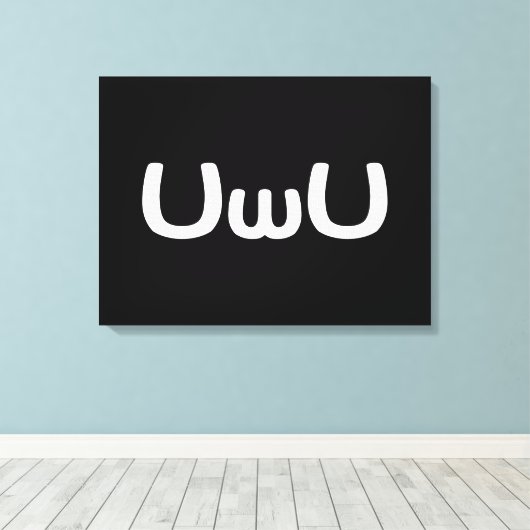 U Happy Anime Face Emoticon Canvas Afdruk (Insitu (Houten vloer))