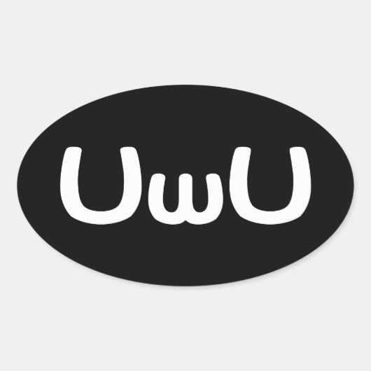 U Happy Anime Face Emoticon Ovale Sticker (Voorkant)