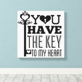 U hebt de sleutel tot Mijn Hart Wrapped Canvas Afdruk (Insitu (Houten vloer))