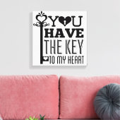 U hebt de sleutel tot Mijn Hart Wrapped Canvas Afdruk (Insitu (Woonkamer))