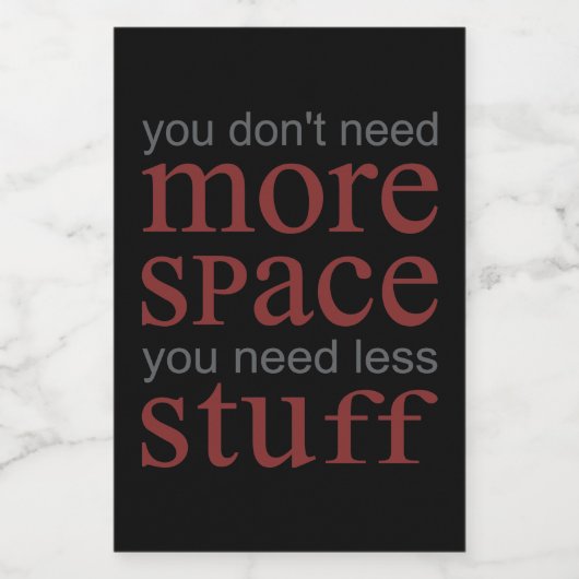 U hebt niet meer ruimte nodig. Je hebt minder spul Voedselcontainer Etiket (Enkel label)