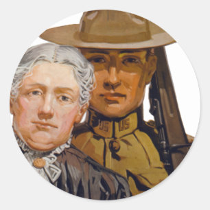 U helpt mijn jongen de oorlog winnen ronde sticker