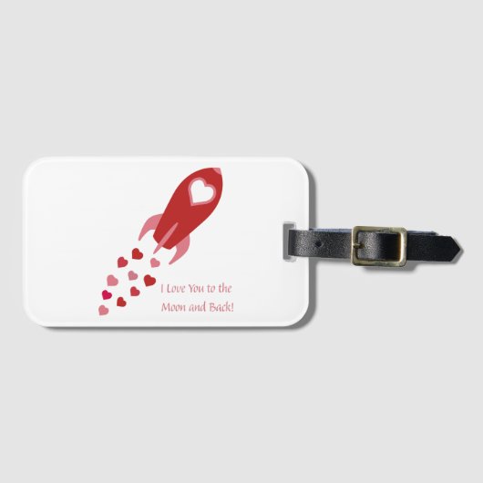 U houdt van de maan en de achterste Rocket Ship Bagagelabel (Voorkant (horizontaal))