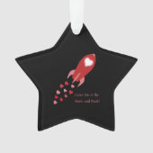 U houdt van de maan en de achterste Rocket Ship Or Ornament (voorkant)