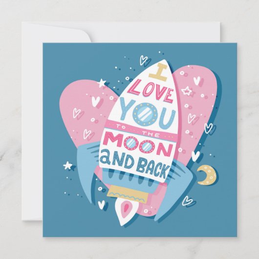 U houdt van de Moon Rocket Kaart (Voorkant)