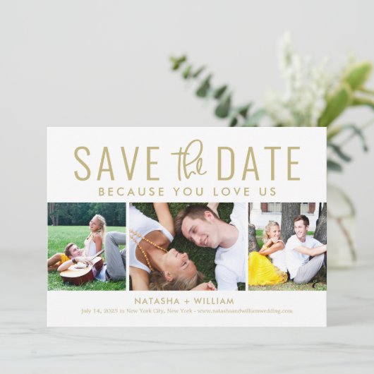 U houdt van ons BEWERKBARE KLEUR Save The Date Kaa Feestdagenkaart (Staand voorkant)