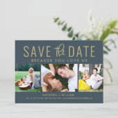 U houdt van ons BEWERKBARE KLEUR Save The Date Kaa Feestdagenkaart (Staand voorkant)