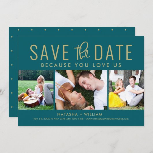 U houdt van ons EDITABLE KLEUR sparen de Datum Kaa Feestdagenkaart (Voorkant / Achterkant)