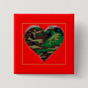 U houdt van U.S. Woodland Camo Heart Valentijn But Vierkante Button 5,1 Cm