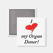 u) Ik hart mijn orgaandonor - Square Magnet (Voorkant / Achterkant)