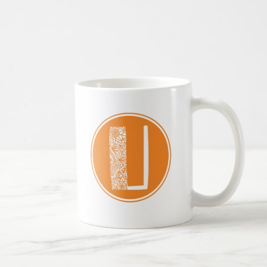 U Initiaal Floral Monogram Koffiemok (Rechts)