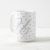 U Initiaal Monogram White Diamonds Print Koffiemok (Voorkant links)