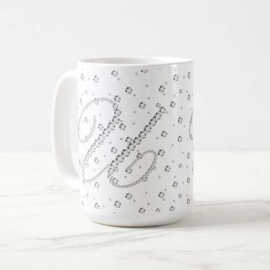 U Initiaal Monogram White Diamonds Print Koffiemok (Voorkant links)