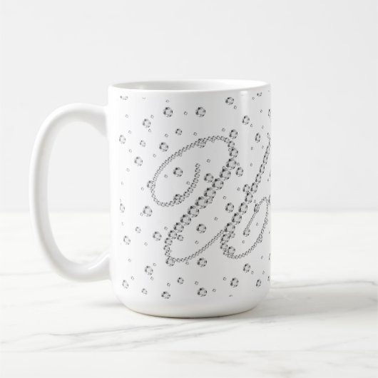 U Initiaal Monogram White Diamonds Print Koffiemok (Links)