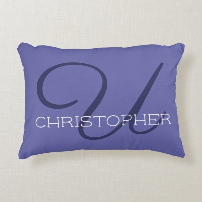 U Initial Calligraphy Trendy Blue Chic Accent Kussen (Voorkant)