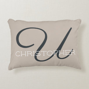 U Initiele Calligrafie Naam Taupe Tan Neutraal Chi Accent Kussen