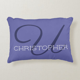 U Initiele Calligrafie Trendy Blauw Chic Accent Kussen
