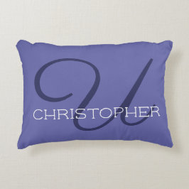 U Initiële kalligrafie Trendy Blauw Chic Accent Kussen