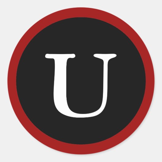 U : Initiële U Letter U Rood, Wit & Zwart Stickers (Voorkant)