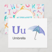 U is voor Paraplu - Alphabet Flash Kaart (Voorkant / Achterkant)