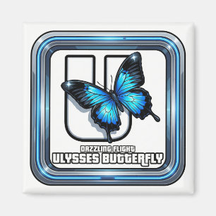 U is voor Ulysses Vlinder – GTA Stijl ABC Leren Magneet
