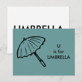 "U" is voor Umbrella Alphabet Flashcard Briefkaart (Voorkant / Achterkant)