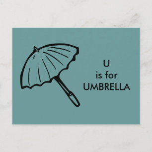 "U" is voor Umbrella Alphabet Flashcard Briefkaart