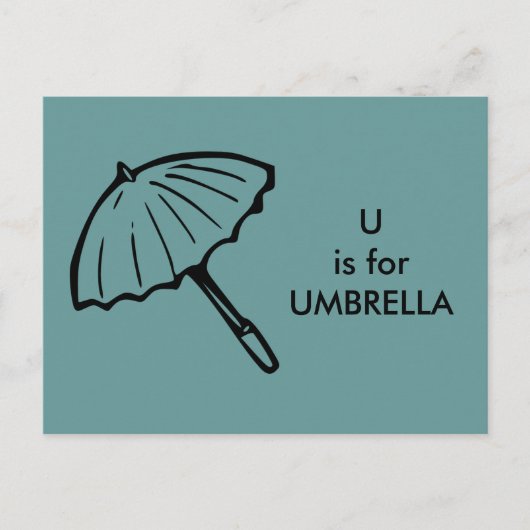 "U" is voor Umbrella Alphabet Flashcard Briefkaart (Voorkant)