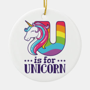 U is voor Unicorn Alphabet Keramisch Ornament
