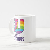 U is voor Unicorn Alphabet Koffiemok (Voorkant links)