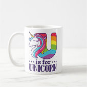 U is voor Unicorn Alphabet Koffiemok (Links)
