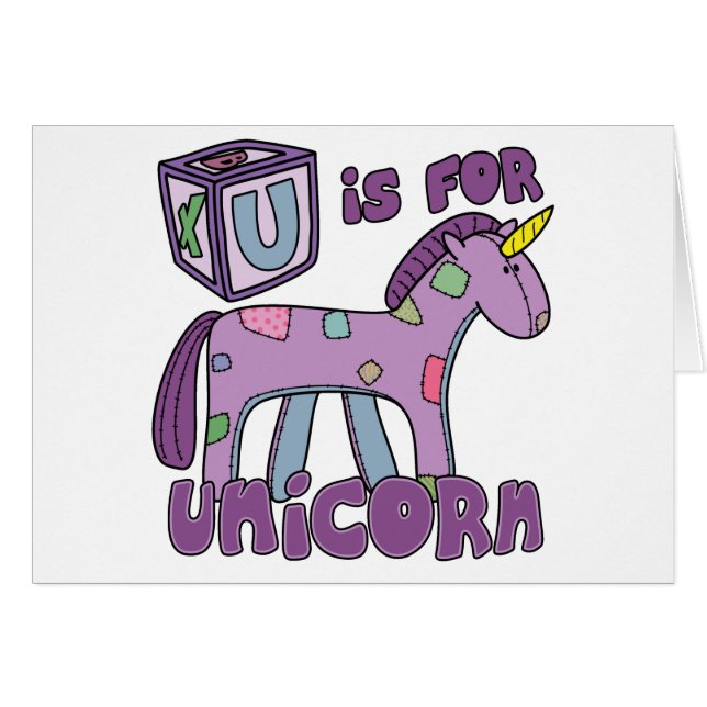 U is voor Unicorn Card (Voorkant Horizontaal)