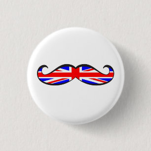 U.K. Flag Mustache Ronde Button 3,2 Cm