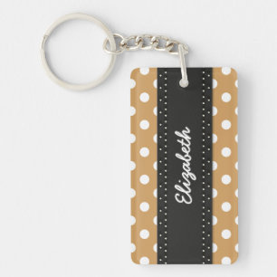 U kiest Achtergrond Kleur Polka Dots Wit Sleutelhanger