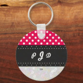 U kiest Achtergrond Kleur Polka Dots Wit Sleutelhanger (Voorkant)